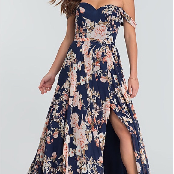 Kleinfeld Bridal Dresses & Skirts - Navy Floral Floor Length Dress